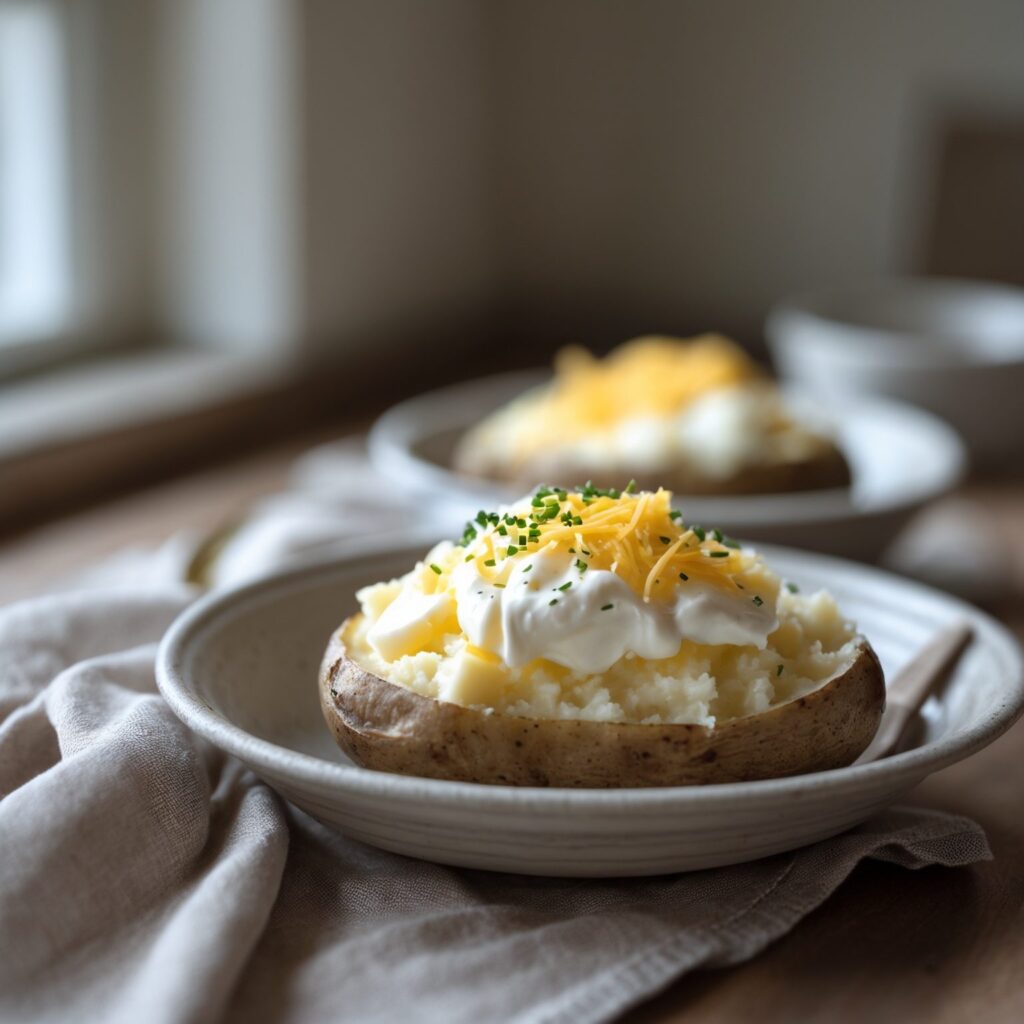 Close-up of Martha Stewart-Inspired Twice-Baked Potatoes showing its texture