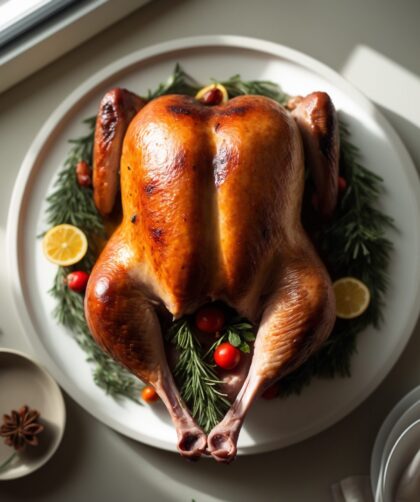 Martha Stewart-Inspired Upside-Down Turkey ready to serve