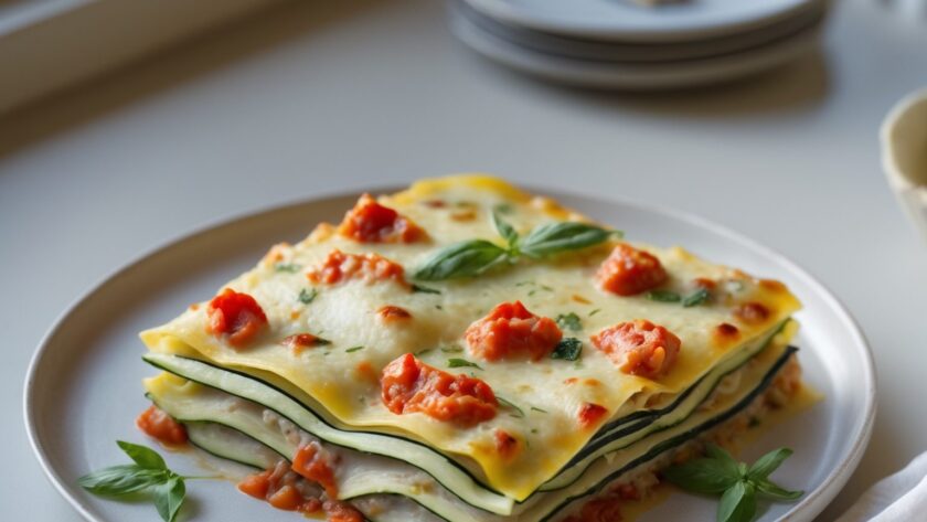 Martha Stewart-Inspired Vegetable Lasagna ready to serve