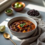 Martha Stewart-Inspired Vegetarian Chili ready to serve