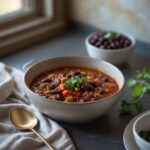 Close-up of Martha Stewart-Inspired Vegetarian Chili showing its texture